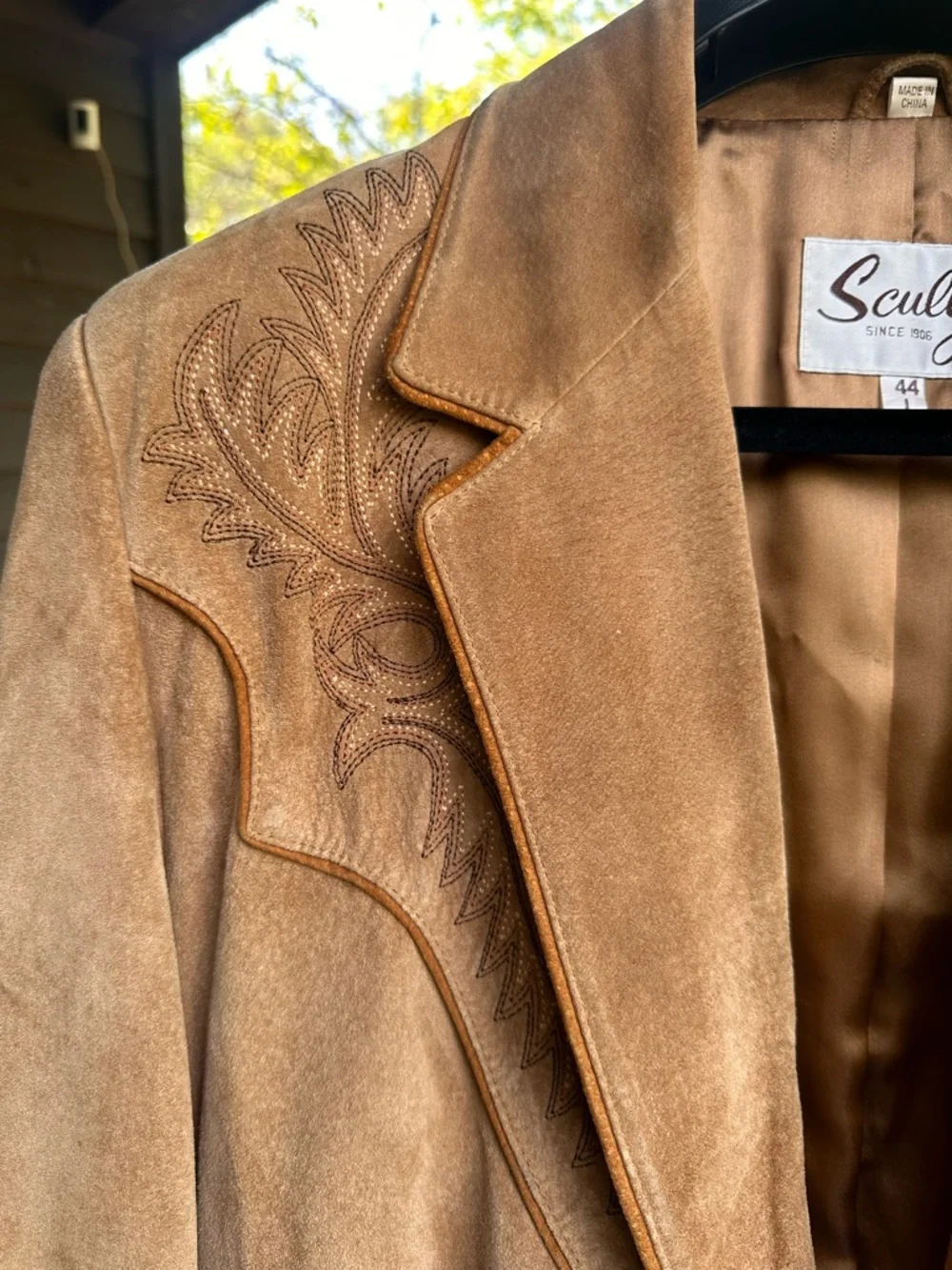 Scully Western Suede Leather Jacket Men’s 44L Tan Embroidered Cowboy Blazer Coat - Picture 5 of 16